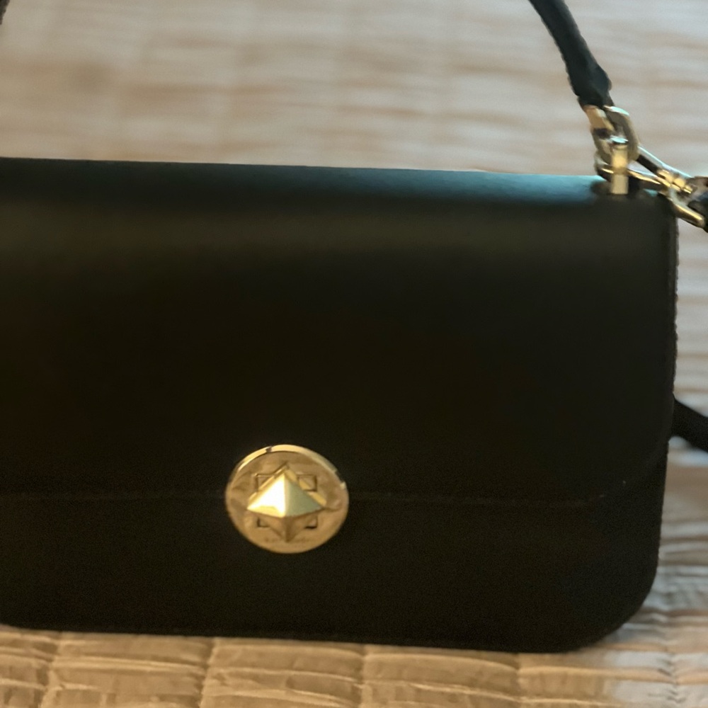 Kate Spade Sleek Black Crossbody Bag with Gold Hardware
